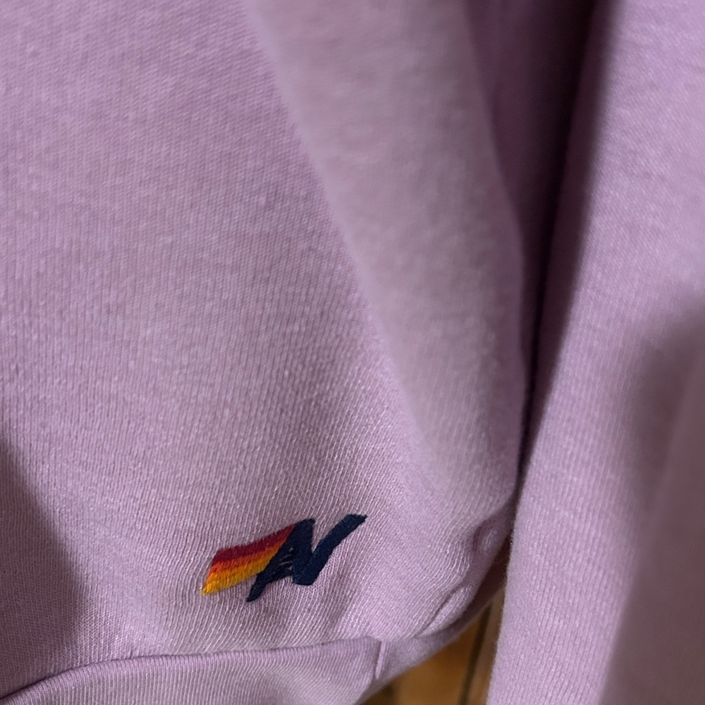 Aviator Nation Mauve Swestshirt with Rainbow Heart Relaxed Crew Sweatshirt Large - Picture 5 of 5